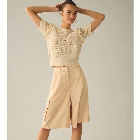 NWT Anthropologie Kachel Simmer Crochet Sweater in Ivory - Picture 4 of 10